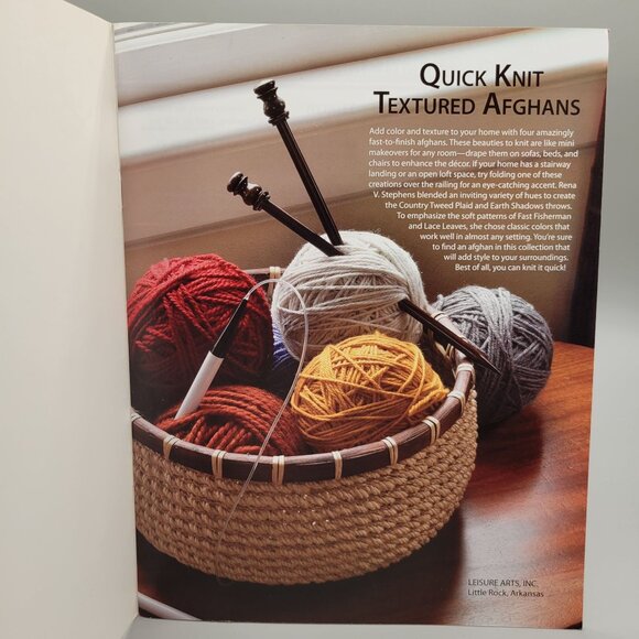 Quick Knit Textured Afghans Pattern Book Leisure Arts Four Designs - Picture 4 of 6
